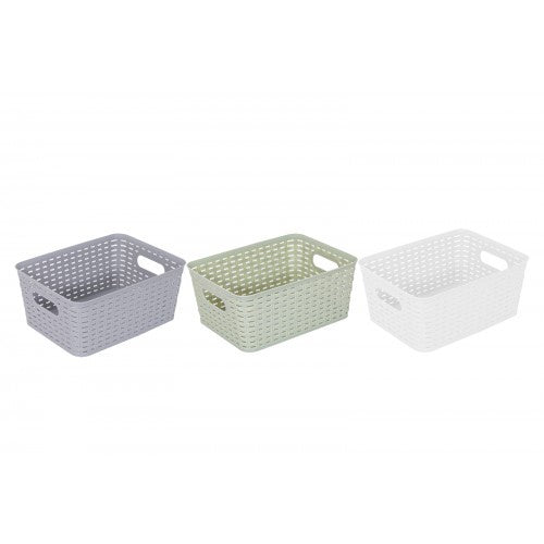 Rattan Collection Polyrattan Basket 30x22x13Cm 3 Assorted Colours