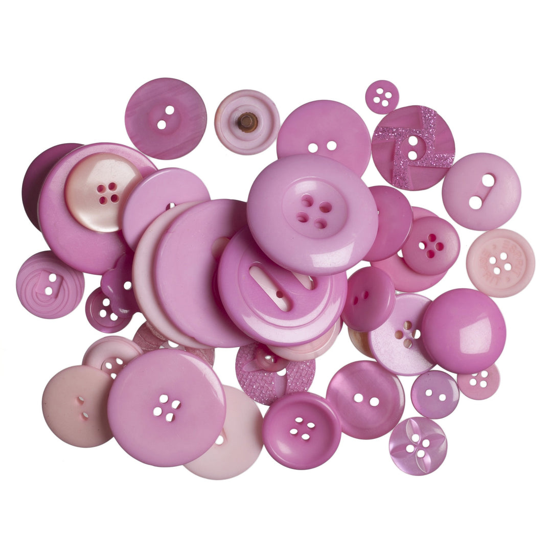 Buttons: Craft: Bag: Assorted Dark Pink: 50g