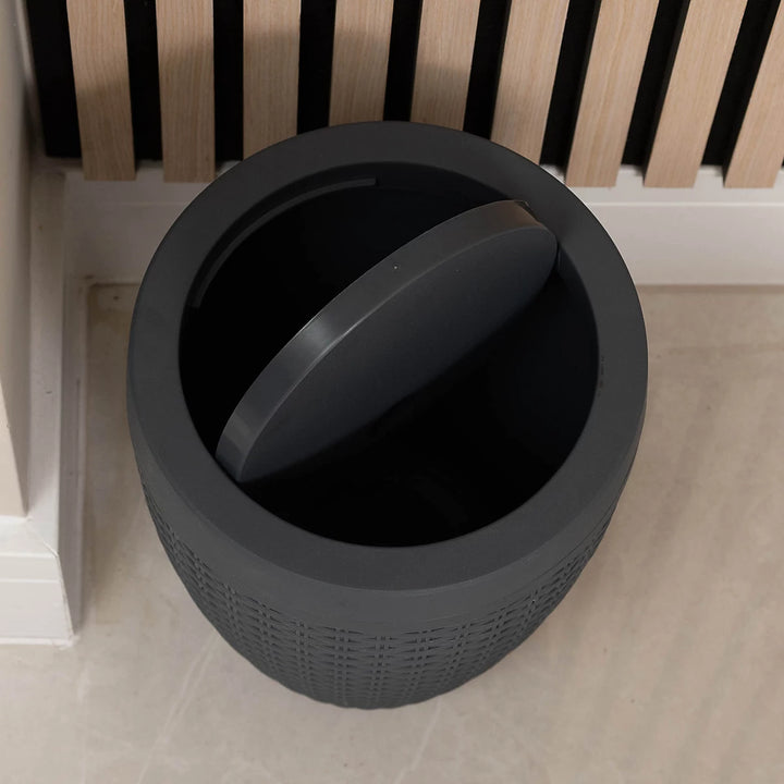 Addis Faux Rattan Bathroom Bin - Charcoal