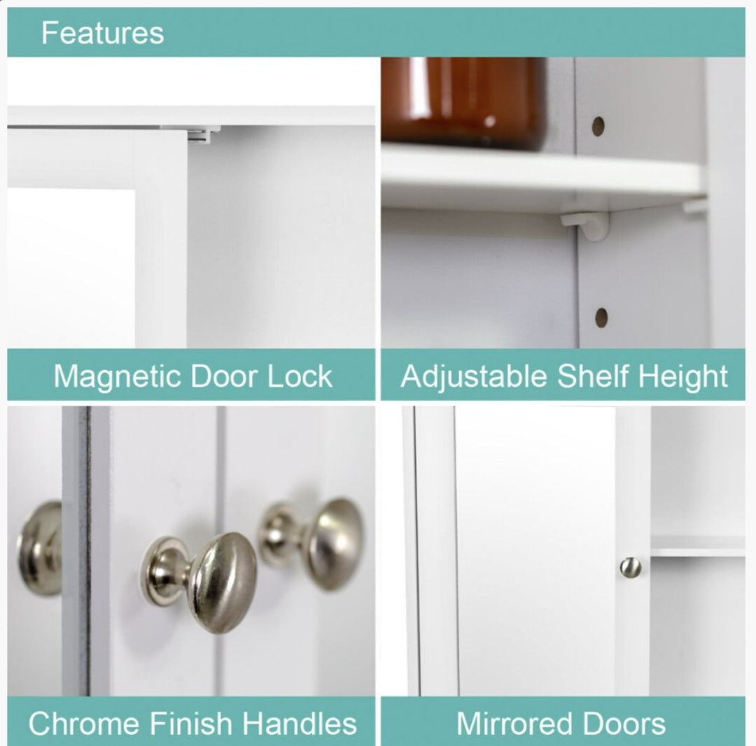 Anika Wall Mounted Bathroom Cabinet Double Door Mirrored