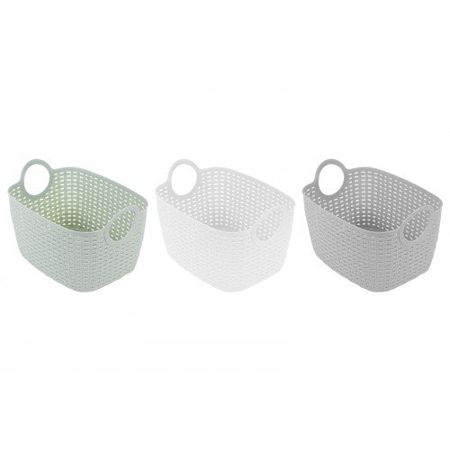 Rattan Collection Polyrattan Basket 29.5x22cm x19cm 3 Assorted Colours
