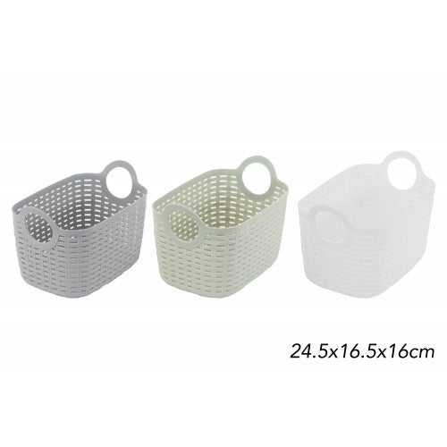 Rattan Collection Small Rattan Basket 24.5x16.5x16Cm 3 Assorted Colours