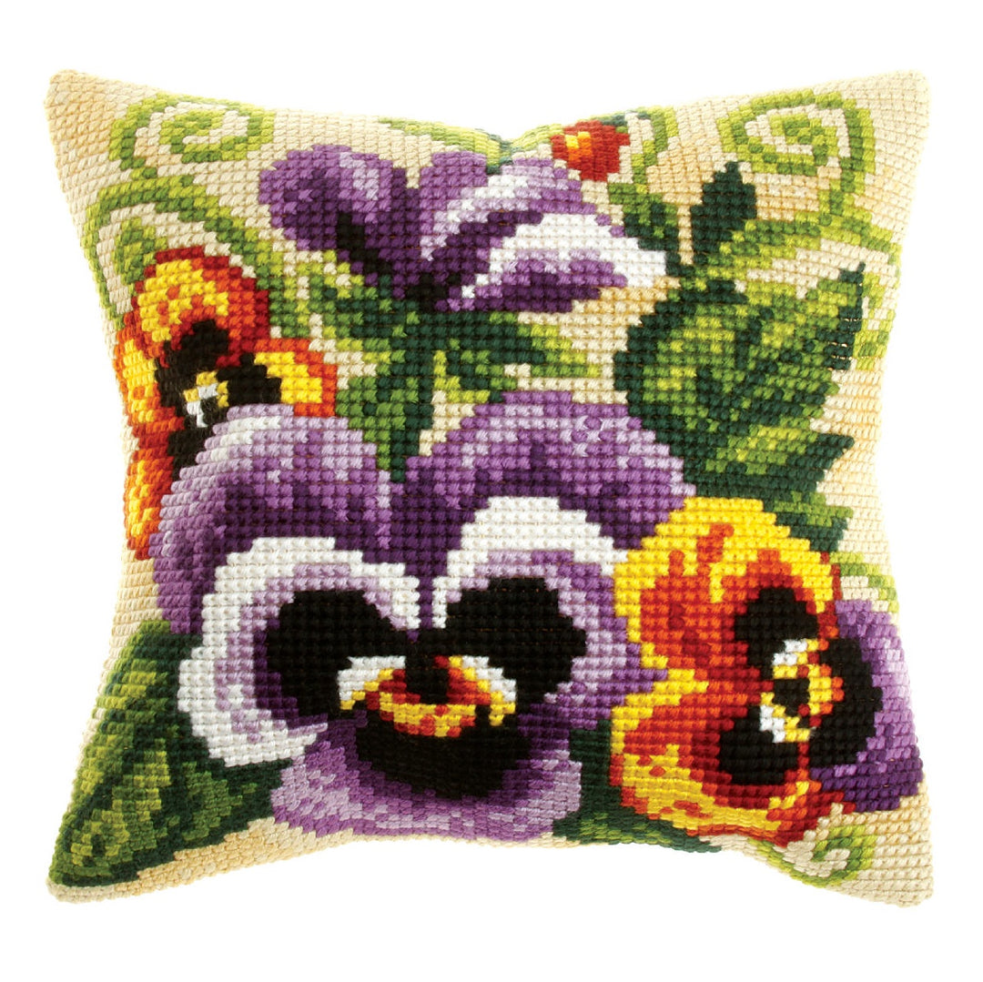 Cross Stitch Kit: Cushion: Large: Pansies