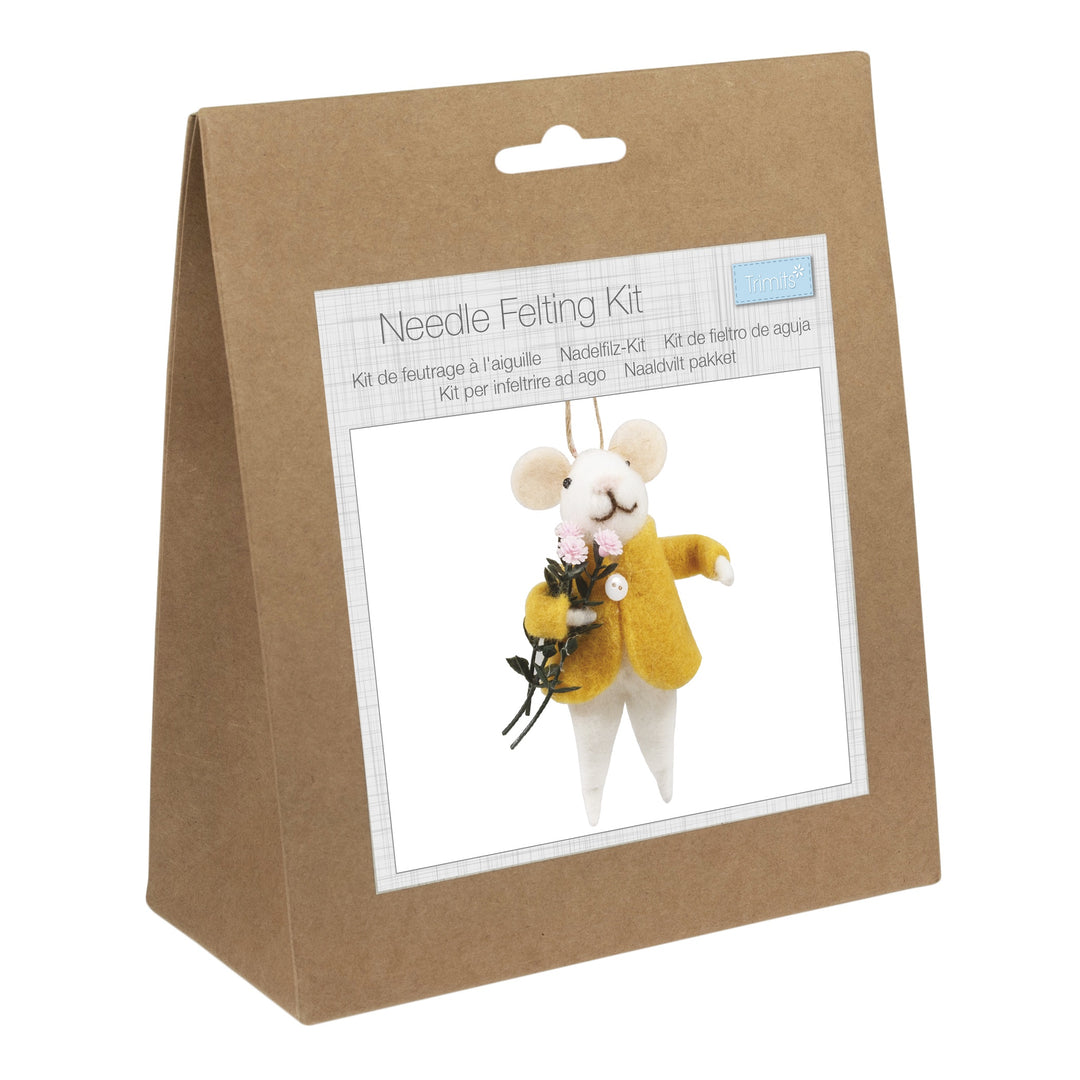 Needle Felting Kit: Flower Mouse