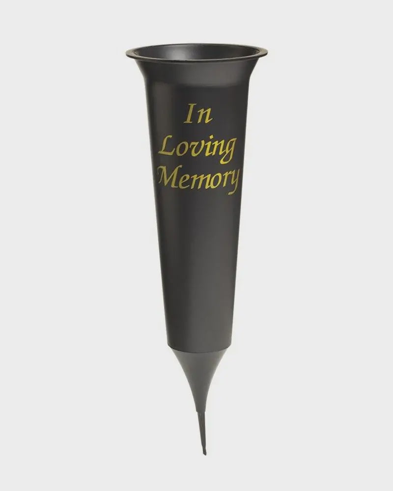 Oasis Grave Vase Spike Gold/Black Script