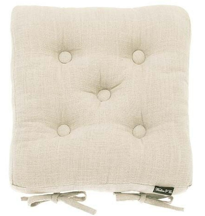 Primavera Seat Pad With Ties Linen 38cm