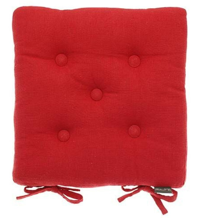 Primavera Seat Pad With Ties Red 38cm