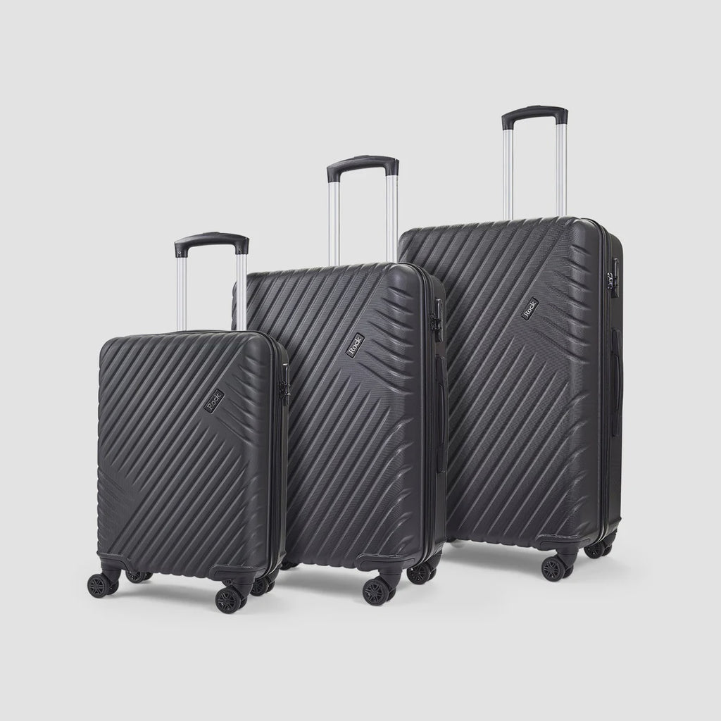 Santiago 3pc Trolley Suitcase Set Black