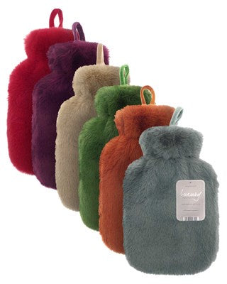 Hot Water Bottles with Super Luxury Faux Fur Cover - Assorted Colours