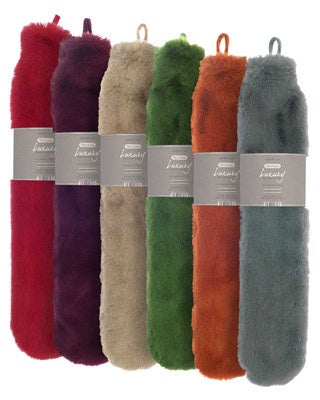 Long Hot Water Bottle with Super Luxury Faux Fur Cover - Assorted Colours