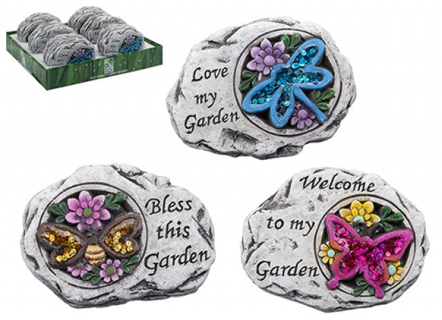 Insect Garden Rocks With Glitter Insects 3 Assorted