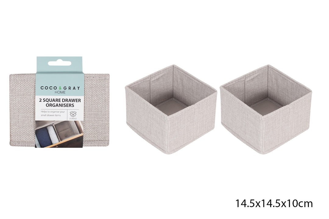 Coco & Gray Drawer Organiser 2pk Square 14.5x14.5x10