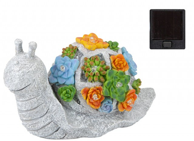 Solar Snail With Succulents 7 LED  Garden Ornament