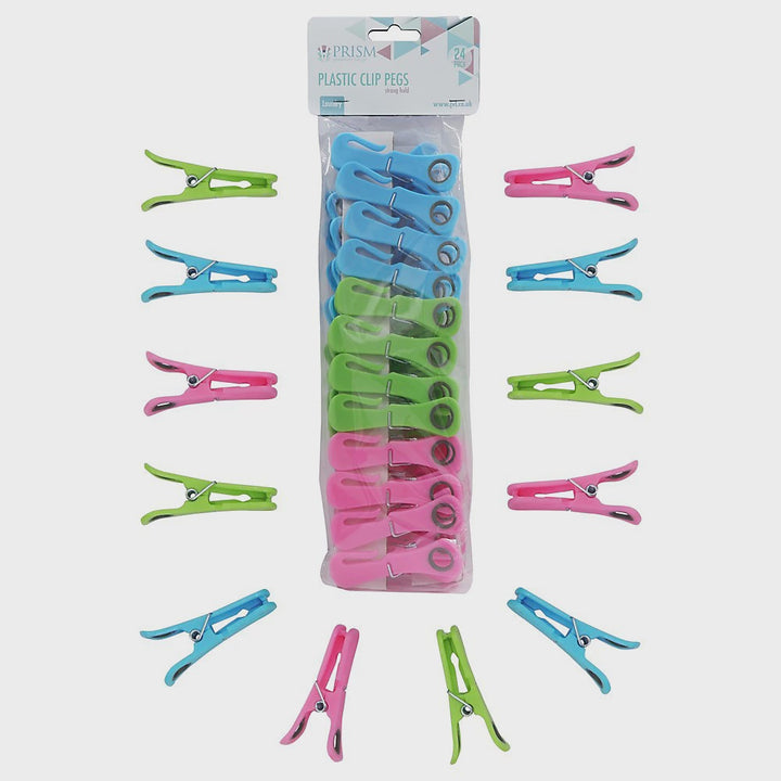 JVL Prism Plastic Clip Pegs with Hooks Pack of 24