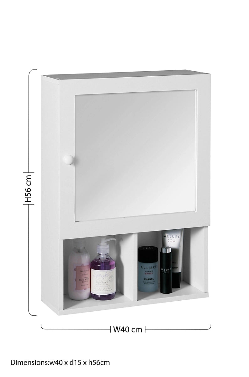 Maison by Premier Port White Wood Mirrored Cabinet
