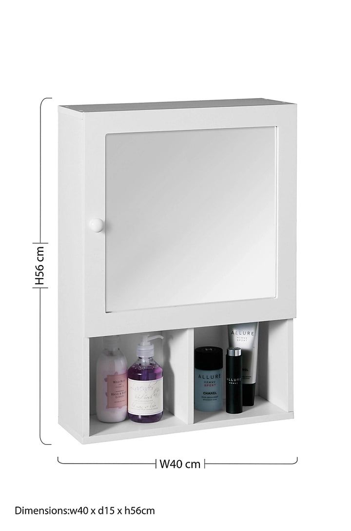 Maison by Premier Port White Wood Mirrored Cabinet