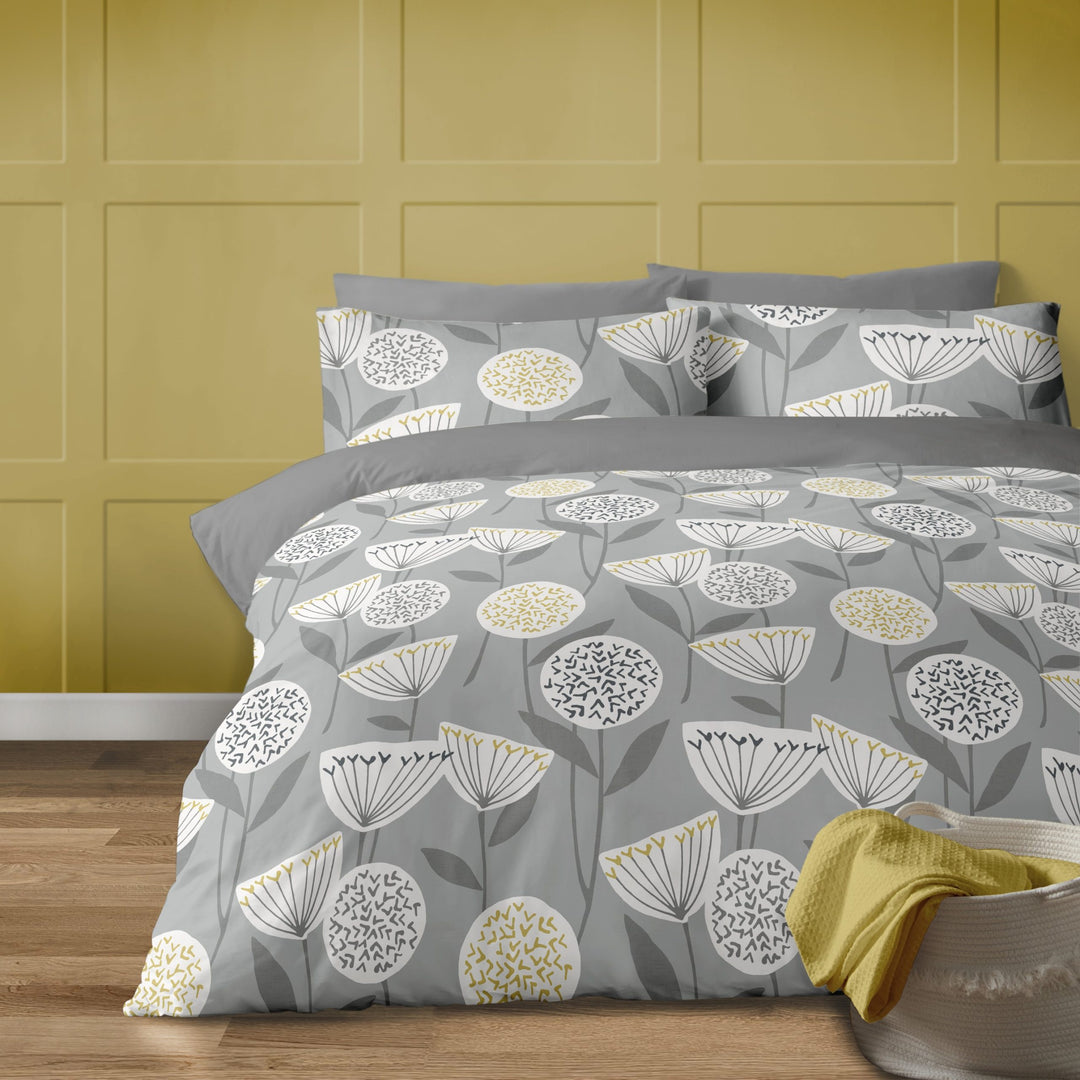 Retro Scandi Duvet Cover Set King Size Grey