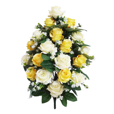 47Cm Yellow Rose Gypsophila Flower In Pot