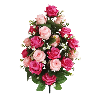 47Cm Pink Rose Gypsophila Flower In Pot