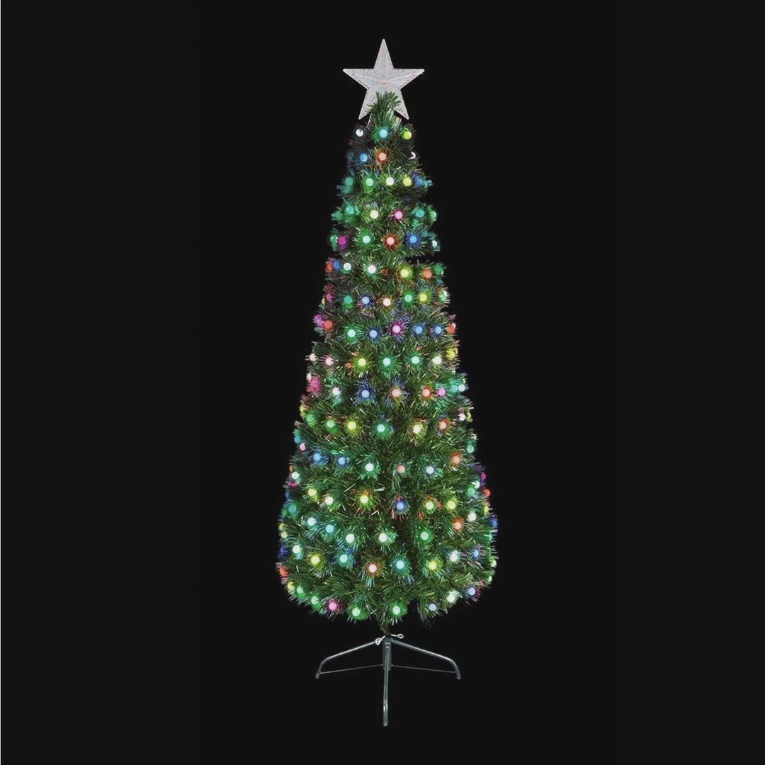 Premier 1.5m Fibre Optic Artificial Xmas Tree With Colour Change Ball Decorations