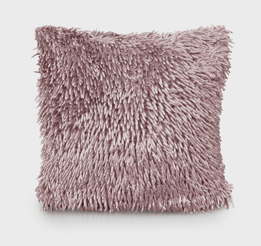 Luxury Shaggy Chenille Woven Cushion Cover Blush Pink 43 x 43cm 17 x 17in
