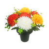 25Cm Chrysanthemum Grave Pot Ivory/Orange