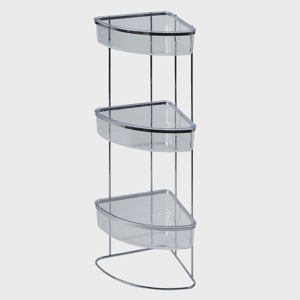 Showerdrape Pure Chrome Freestanding Bathroom Floor Corner Shower Caddy