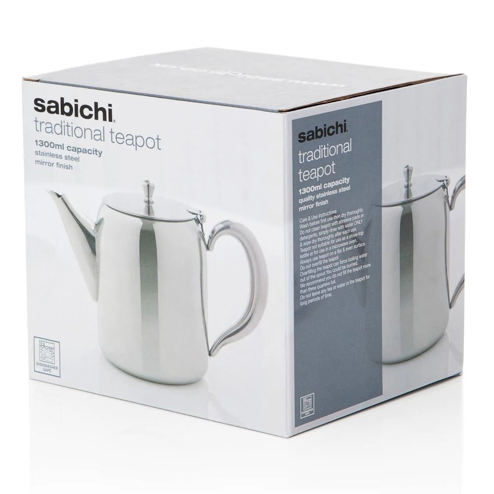 Sabichi Classic Stainless Steel Teapot 1300ml Concierge Collection