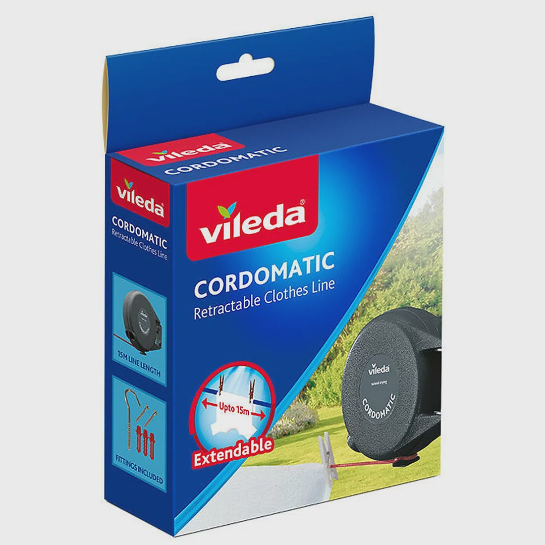 Vileda Cordomatic Retractable Washing Line with 15m Outdoor Clothes Line