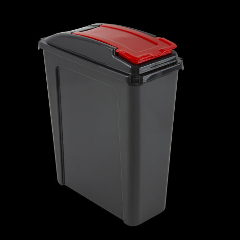 Recycle It 25L Slimline Bin & Lid Graphite/Gen. Red