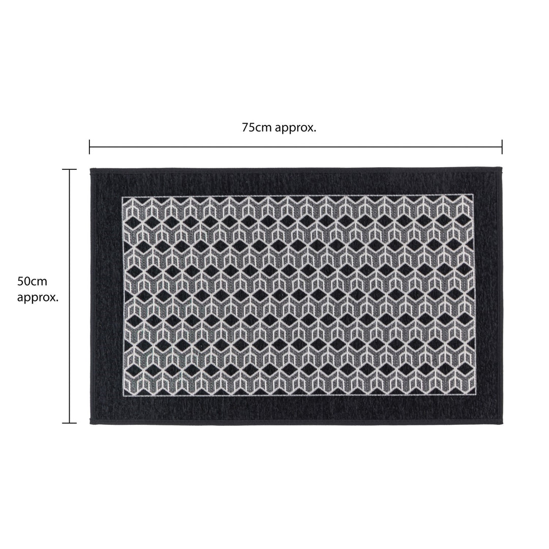 Allure Machine Washable Doormat, 50x75cm - Black