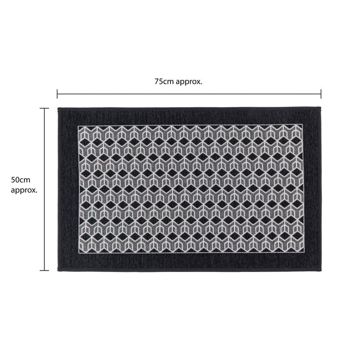 Allure Machine Washable Doormat, 50x75cm - Black