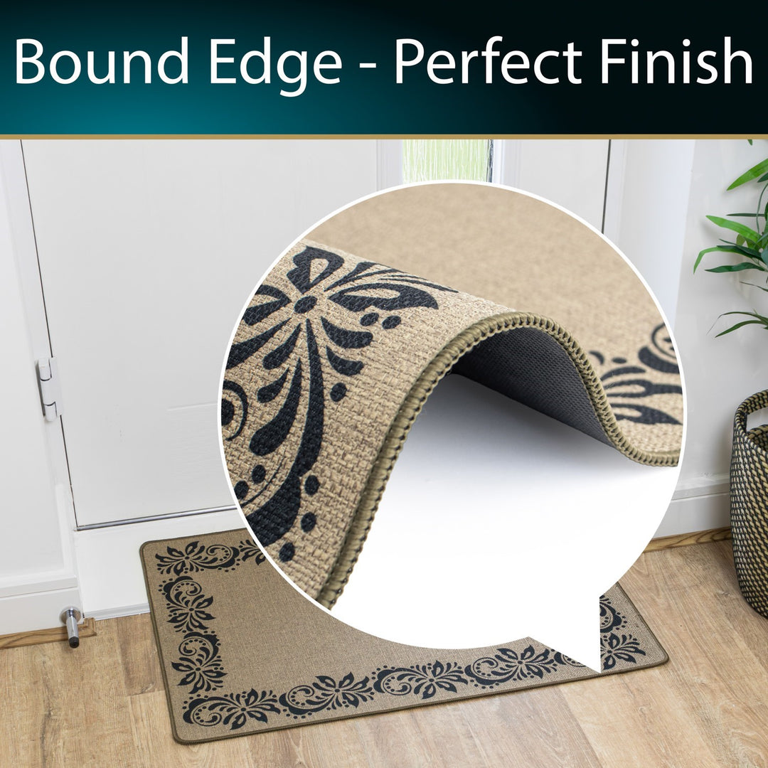 Elegance Machine Washable Doormat, 50x75cm - Scroll Border