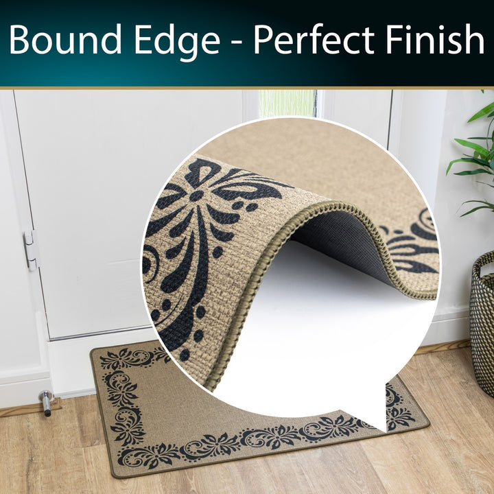Elegance Machine Washable Doormat, 50x75cm - Scroll Border