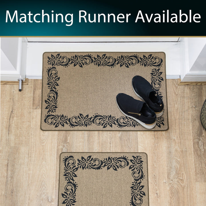 Elegance Machine Washable Doormat, 50x75cm - Scroll Border
