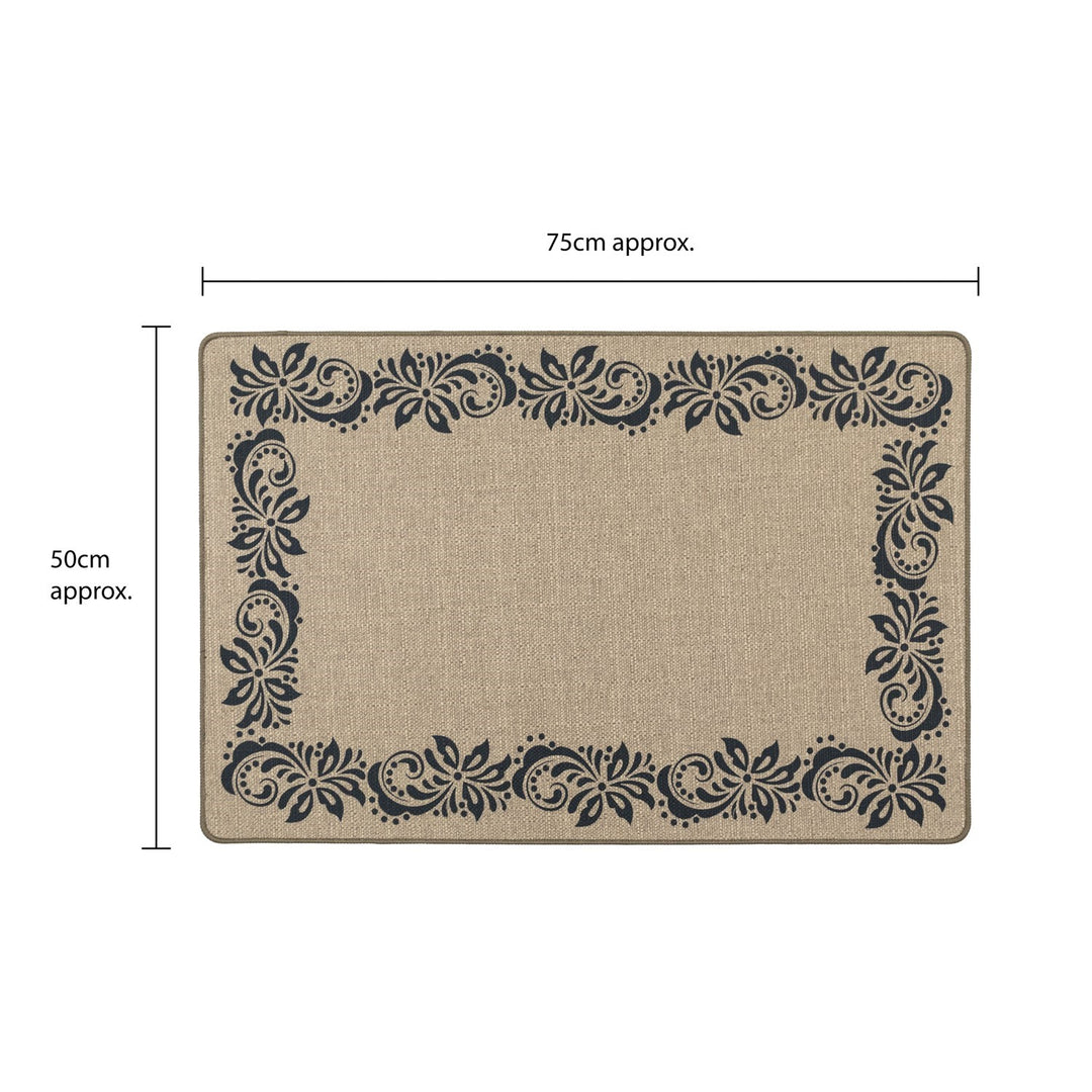Elegance Machine Washable Doormat, 50x75cm - Scroll Border