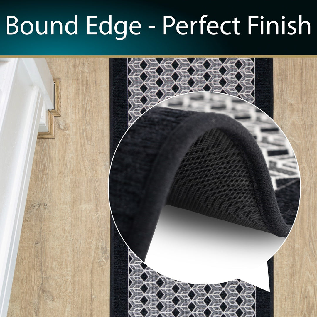 Allure Machine Washable Runner, 50x150cm - Black
