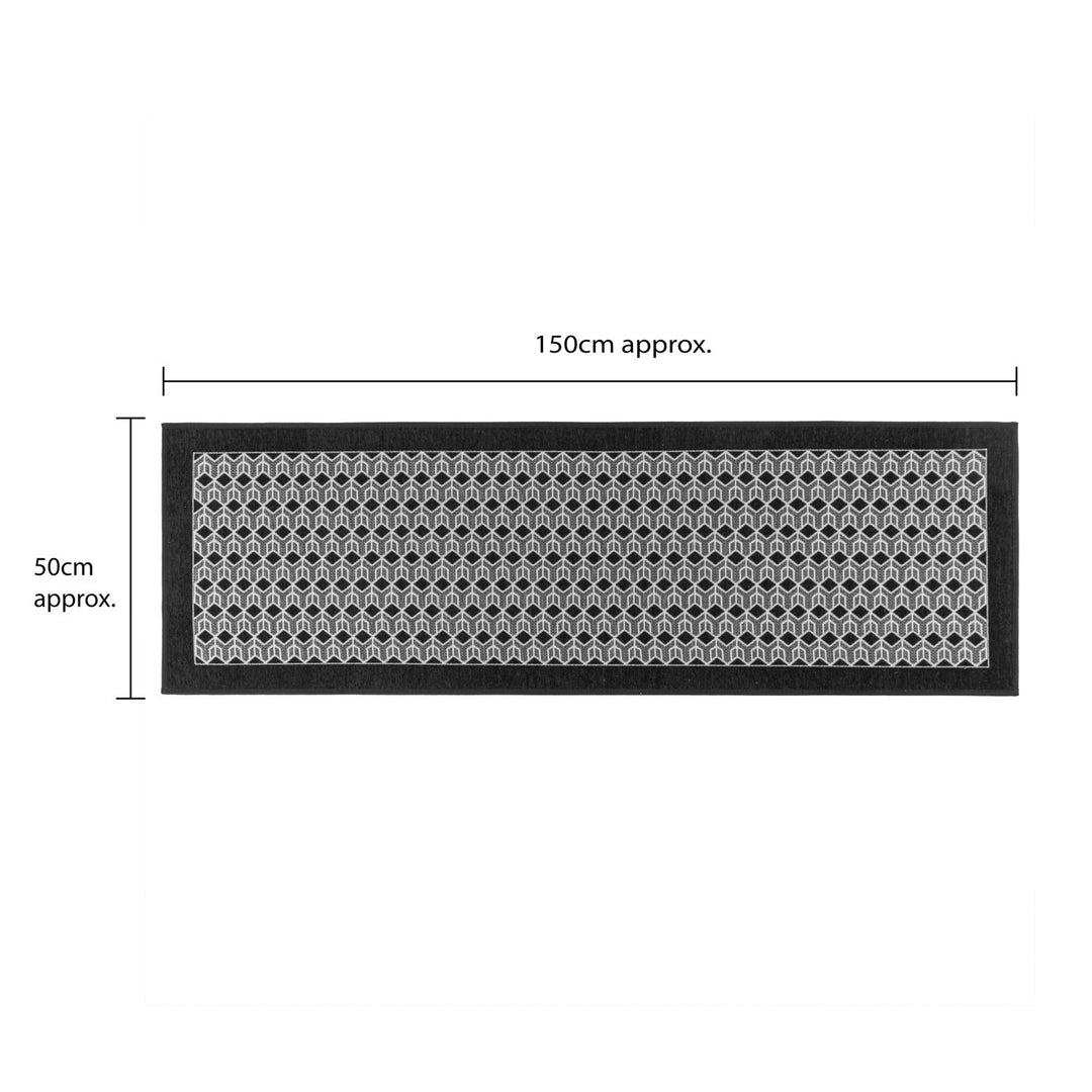 Allure Machine Washable Runner, 50x150cm - Black