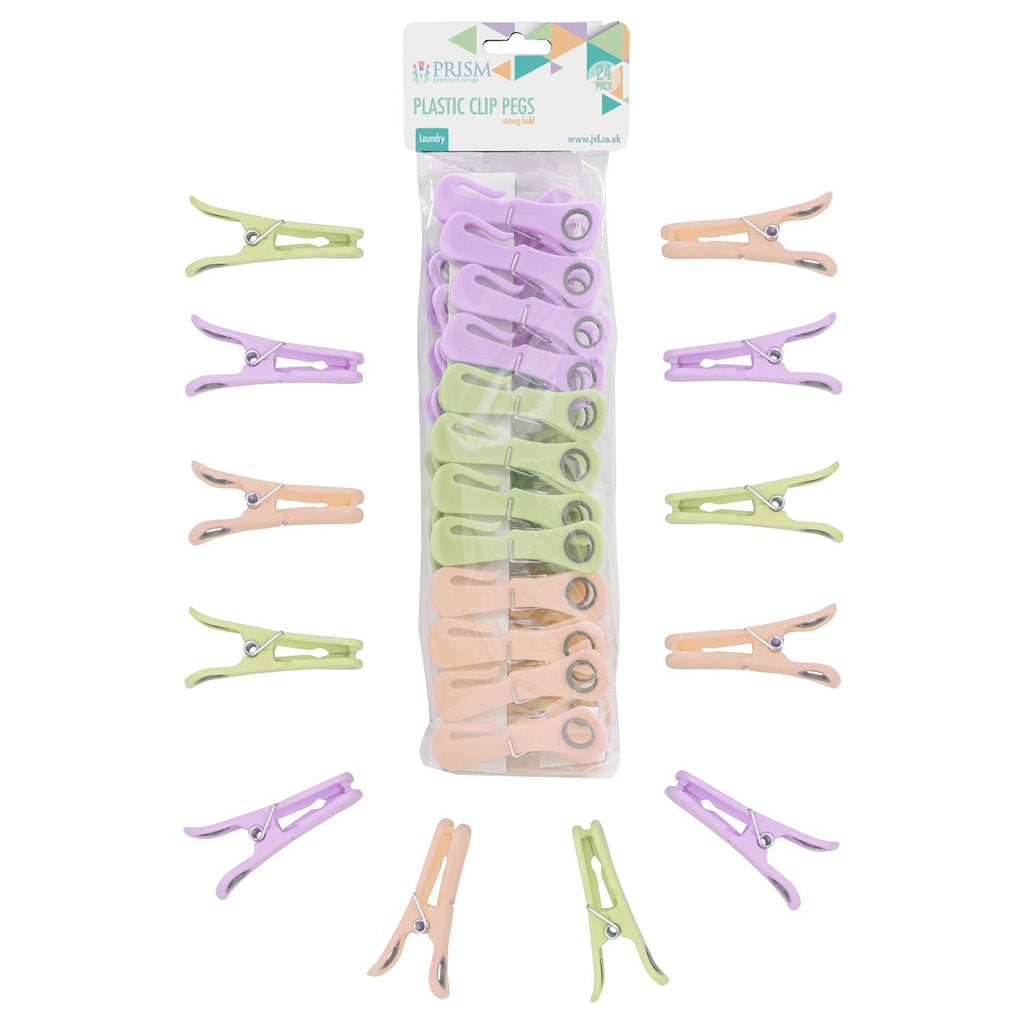 JVL Prism 24 Pack Plastic Clip Clothes Pegs