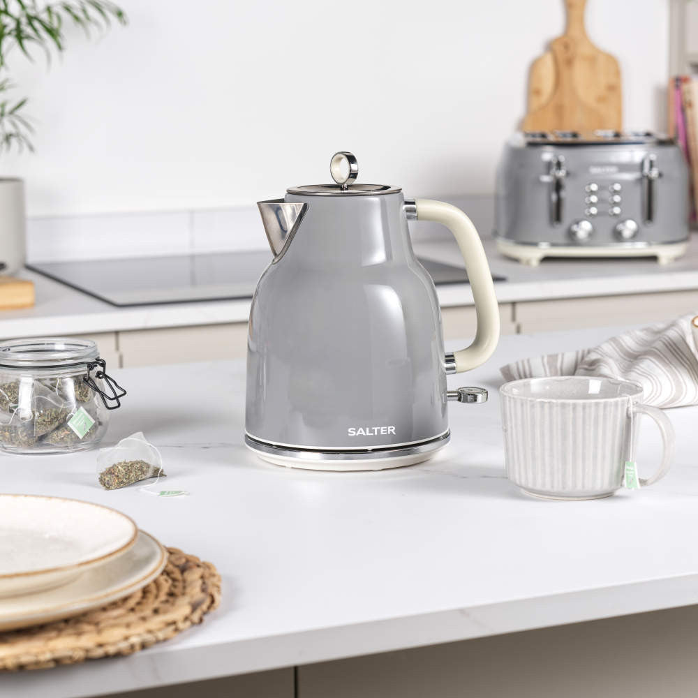 Salter Retro Grey 1.7l 3kw Rapid Boil Electric Kettle