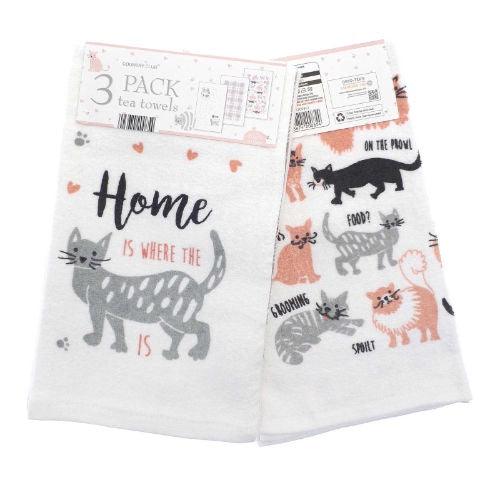 Cat design cotton tea towels