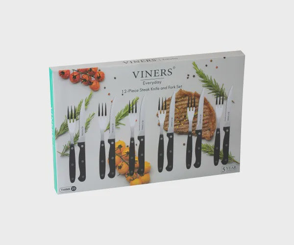 Viners 12 piece steak knife and fork set