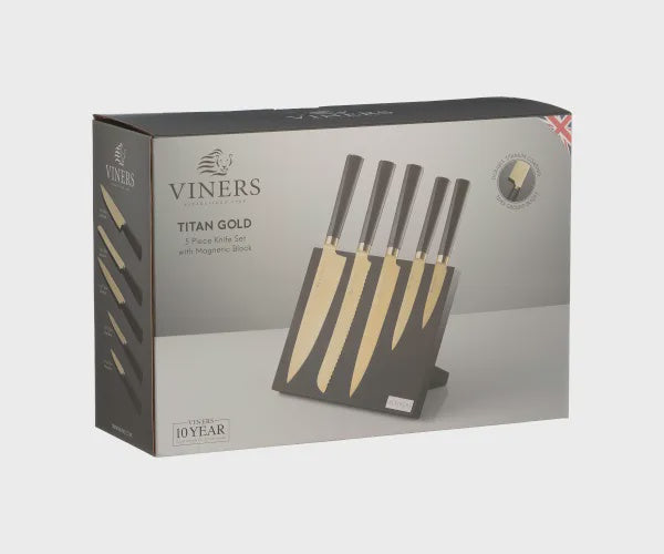Titan Gold 6pc Knife Block Giftbox