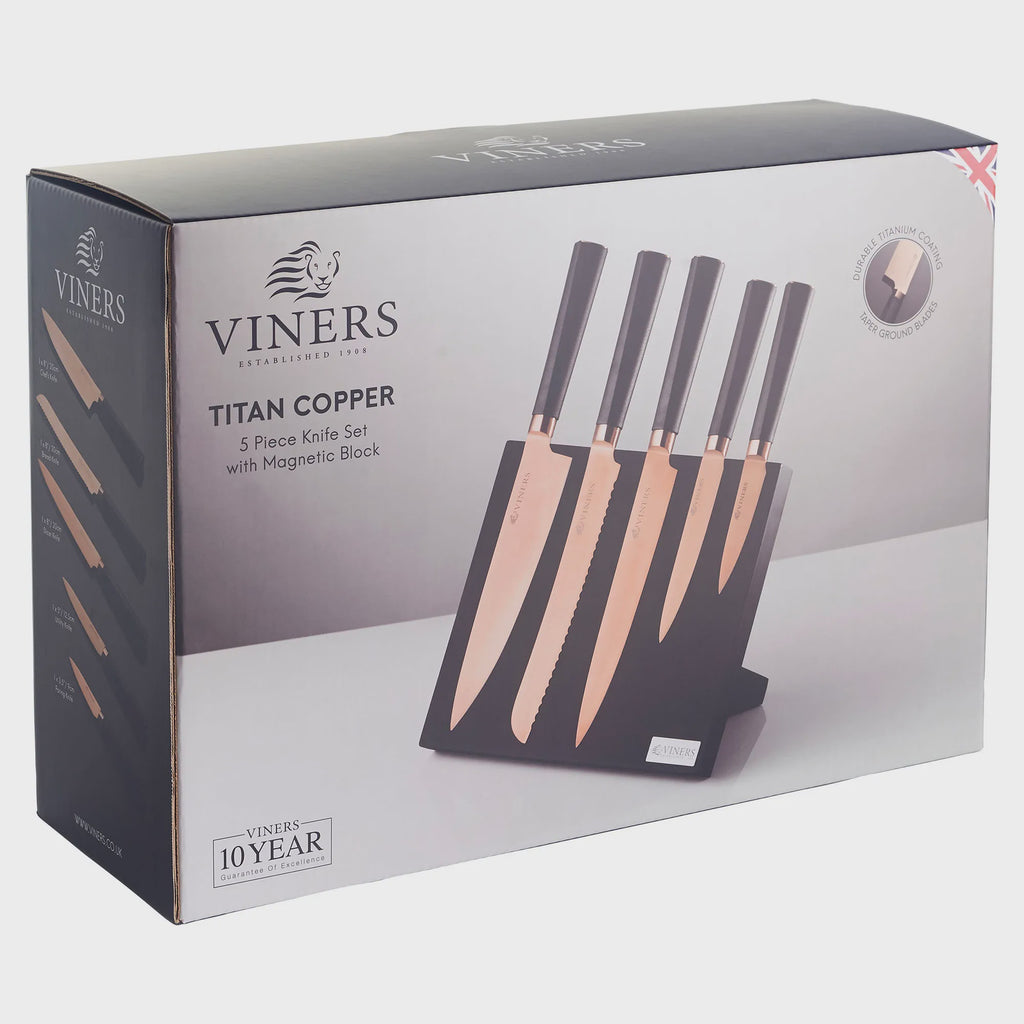 Titan Copper 6 Pce Knife Block Giftbox