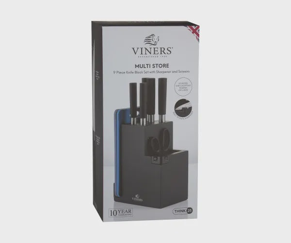 Multi Store 9pce Knife Block Set + Sharpener