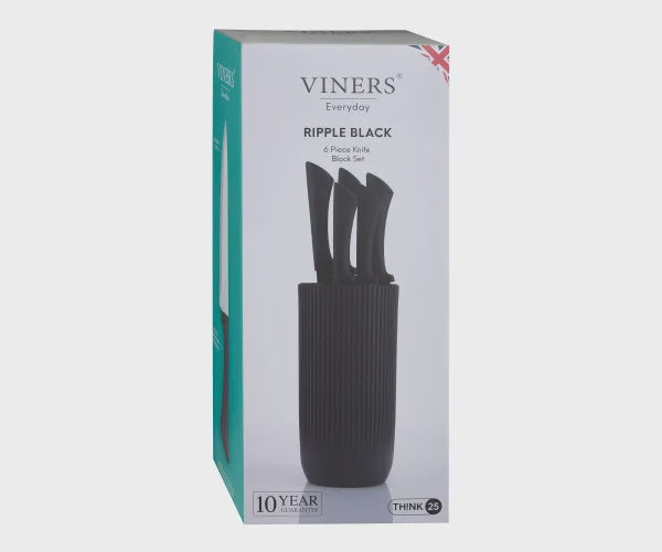 Everyday Black Ripple 5pc Knife Block Giftbox