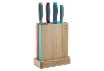 VINERS 8PC COLOUR CODED KNIFE & CHOPPING BOARD SET
