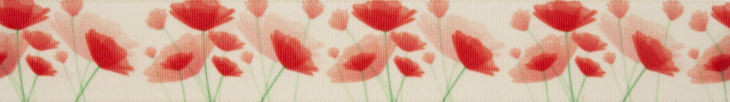 Ribbon: Painted Poppy: 25mm: Sold by the Metre