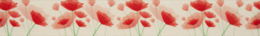 Ribbon: Painted Poppy: 25mm: Sold by the Metre