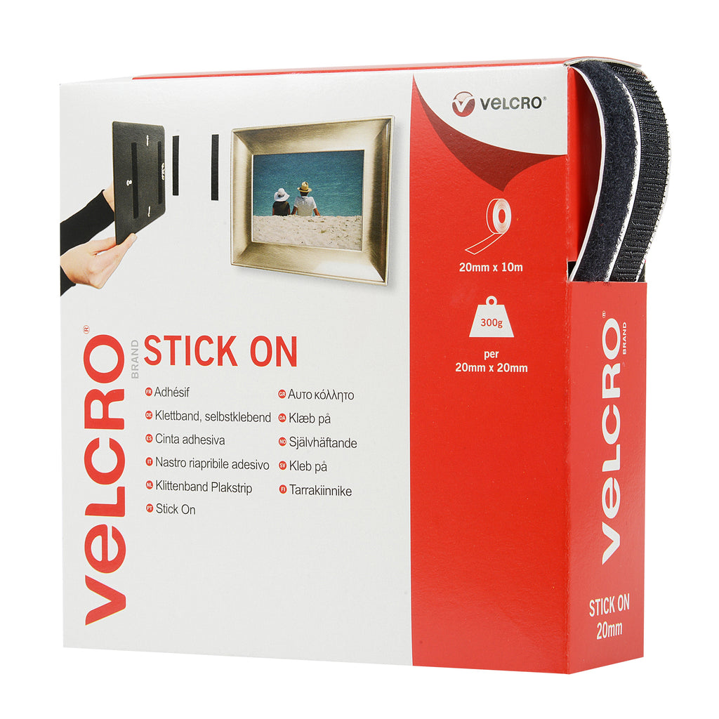 Hook & Loop Tape: Stick-On: 20mm: Black Sold by the Metre